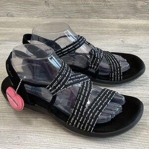 Skechers Womens 10 Reggae Slim Stretch Slinky Strapback Sandals Shoes 163072 NEW